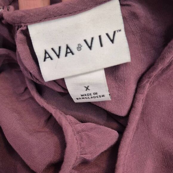 Ava & Viv Women's Mauve Rayon Long Sleeve Baby Doll Dress w Pockets - Picture 10 of 10